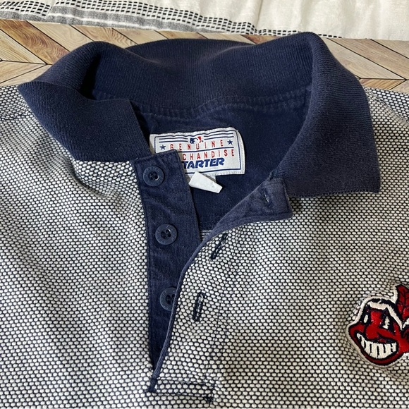 STARTER Cleveland Indians Collared Polo Shirt Vintage 90s Cotton MLB Baseball - Picture 10 of 11